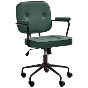 Sedia da ufficio verde Beliani Pawnee in similpelle con dettagli a bottoni e struttura nera.