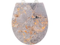Wenko Premium-WC-Sitz Grey Marble Easy Close Duroplast Grau-Kupfer