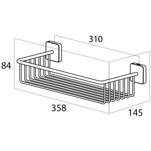 Panier de douche Tiger Onu en acier inoxydable chromé avec dimensions (8,4x35,8x14,5cm)