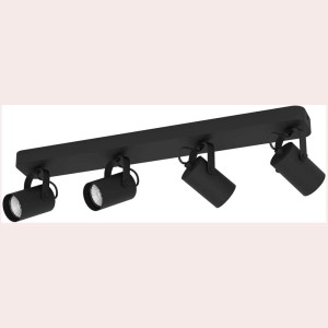 Faretto da soffitto a LED nero Eglo Sorego con 4 luci, 12 x 58 cm, 3W, 250lm.