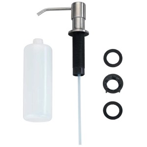 Wenko Monti dispenser sapone da incasso in acciaio inox, 400 ml, con flacone detersivo e anelli di tenuta.