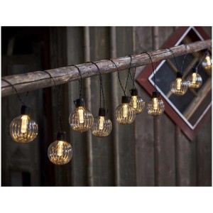 Guirlande lumineuse Star Trading Archy avec 10 LED blanc chaud et abat-jours fumés pour l'extérieur.