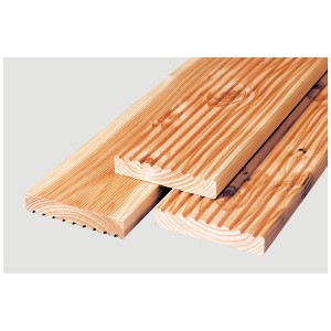 Lame de terrasse en douglas, naturelle, rainurée et nervurée, 400x12 cm, épaisseur 28 mm.
