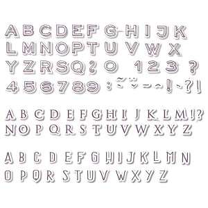 Mini set de tampons Alphabet, 103 pièces avec encreur pour projets créatifs.