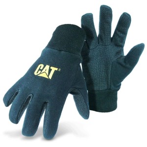 Schwarze Cat Handschuhe aus Baumwolle, Größe L, für Arbeitskleidung mit gerippter Handfläche.