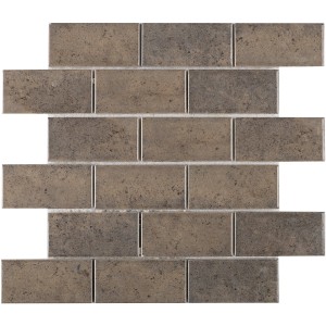 Mosaïque Castello Brick en gris, céramique, 30,3x30,6 cm, pour décoration murale intérieure.