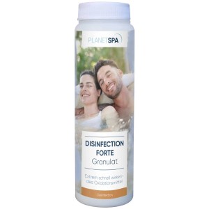 Planet Spa Pool Disinfection Forte, bouteille de 650g pour la désinfection de piscine.