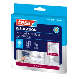 Confezione della pellicola isolante per finestre tesa® Insulation Thermo Cover, 1,70x1,50m. Pellicola isolante trasparente per finestre.