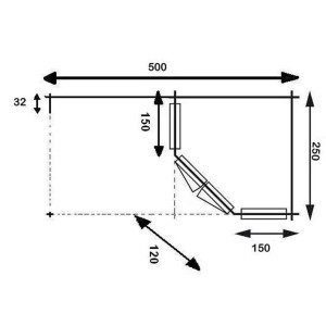 Schizzo casetta da giardino Alpholz Franz-28 con tetto a padiglione e dimensioni 525x275cm, non trattata.