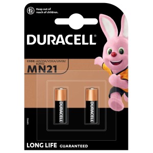 Duracell MN21 batterie alcaline, confezione da 2 per dispositivi di sicurezza.
