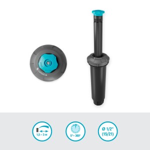 Irrigatore a scomparsa Gardena SD30 per prati fino a 30 m². Irrigazione automatica con gittata regolabile.