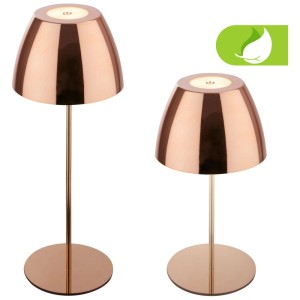 Lampada da tavolo a LED a batteria Briloner, dimmerabile, IP44, rame, 5W. Due lampade nell'immagine.