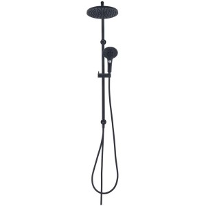 Système de douche Diaqua Wakuda, noir mat, avec douche de tête et douchette. Ensemble de douche moderne.