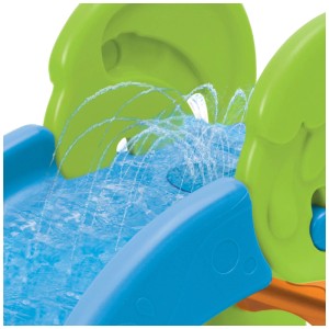Toboggan Grow'n Up Splash n Wavy avec arroseur, bleu et vert.