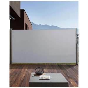 Tenda laterale Beliani Dorio grigio chiaro, estensibile, per patio e giardino.