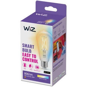 Lampadina WiZ Filament LED Edison ST64 E27, trasparente, 60W, nella confezione.