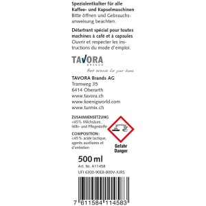 Calco Clean anticalcare speciale, flacone da 500ml per macchine da caffè.