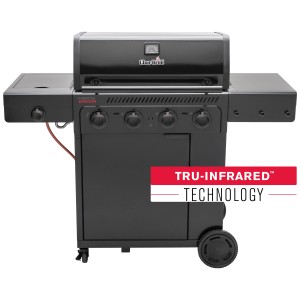 Barbecue a gas nero Char-Broil Essential 4 G con bruciatore laterale e tecnologia Tru-Infrared™.