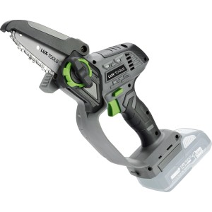 Élagueuse à batterie LUX-TOOLS 20V, tronçonneuse à batterie grise pour le jardin et l'entretien des arbres.