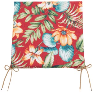 Coussin d'assise Doppler D.5312 à motifs multicolores, 44x44 cm, avec liens pour chaises de jardin.