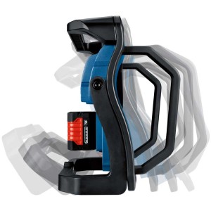 Faretto da lavoro a batteria Bosch Professional GLI 18V-4000 C senza batteria, vista laterale con batteria.