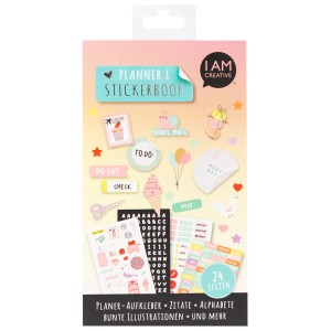 I Am Creative Planner Stickerbook avec des autocollants colorés pour décorer agendas, cartes et plus.