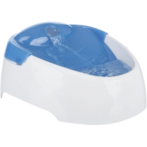 Fontaine à eau Trixie Duo Stream, 1 l, blanc/bleu pour chiens, assure une eau fraîche et oxygénée.