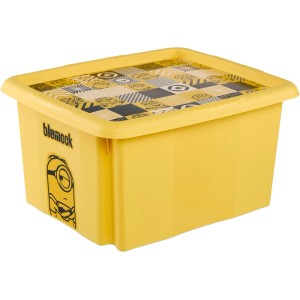 Contenitore giallo Keeeper Karolina Minions, 24 l, con coperchio e motivo Minions.