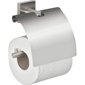 Porta carta igienica Spirella Nyo-Steel Brushed con coperchio, acciaio inox spazzolato.