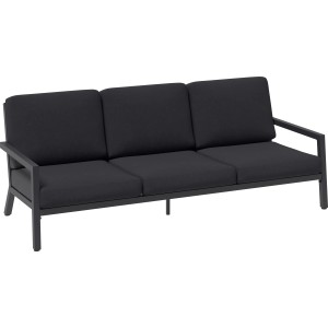 Ensemble lounge Springtown : canapé 3 places, aluminium, noir-gris foncé, mobilier de jardin.