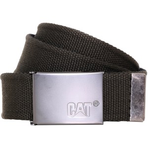 Ceinture Cat Canvas, noir/vert mousse, avec boucle en métal pour vêtements de travail.