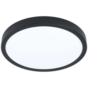 Plafonnier LED Eglo Fueva 6 noir et rond avec CCT et diffuseur blanc, Ø 28 cm.