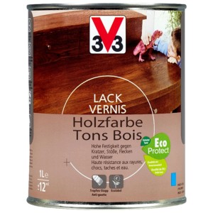 V33 Vernice per legno rovere chiaro 1l. Protegge il legno interno da graffi, urti, macchie e acqua. Formula antigoccia.