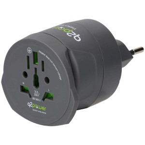 Welt-Adapter Combo CH/Schutzkontakt, 110-250V, für Reise und Elektrogeräte.