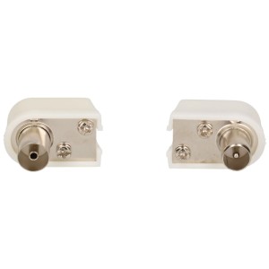 Kit de connecteurs coudés IEC chromés Schwaiger pour antenne.