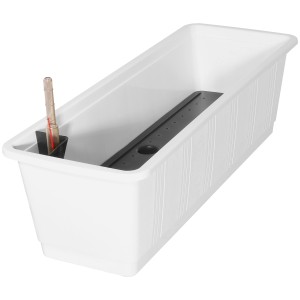Jardinière blanche Geli Aqua-Green 3,6 l avec système d'arrosage et indicateur de niveau d'eau.