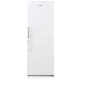 Frigorifero combinato Domo DO91304C bianco con maniglie in acciaio inox, capacità 138 litri.