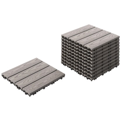 Beliani Terrassenfliesen Atessa WPC Grau 30 x 30 cm / 11 Stk.