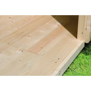 Karibu Fußboden für Gartenhaus Neos 2/Argos 2 aus Fichte, Detailansicht der Holzstruktur.