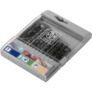 Set di punte da trapano LUX Comfort, 19 pezzi in scatola pieghevole, per legno, metallo e pietra.