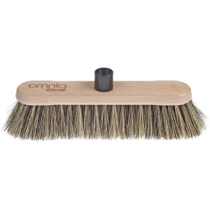 Ebnat Balai à plancher Omnia, 28 cm, avec corps en bois clair, support de manche foncé et garniture Arenga/Fibre.