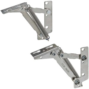 Cerniere a ribalta Hettich Lift Junior nichelate, acciaio, per frontali in legno e telaio, max 2,5 kg.