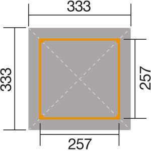 Pianta Weka Padiglione Oasi Giardino 651 Gr. 2: 333x333cm, dimensioni base 257x257cm.