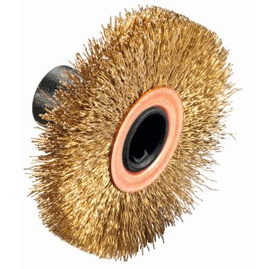 Brosse abrasive en laiton Bosch BM 10 pour PRR 250. Accessoire pour meuleuse d'angle avec poils métalliques.