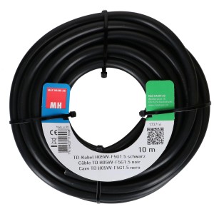 Cavo TD nero H05VV-F 5 x 1,5 mm², 10 m, arrotolato e fissato con fascette.