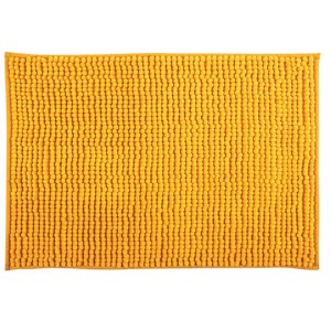 Tappeto da bagno Spirella Chenille color zafferano, 40x60 cm, in microfibra con rivestimento antiscivolo.