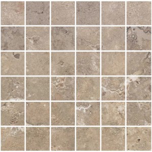 Mosaico Vabene Travertino Crema, 30x30 cm, piastrella in gres porcellanato color crema-beige effetto pietra naturale.
