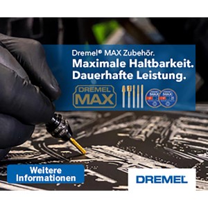 Fresa Dremel Max 115DM in uso: dettaglio dell'utensile durante l'incisione.
