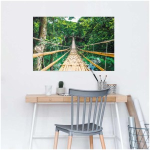 Maxiposter Jungle Bridge (61x91,5 cm) mit Hängebrücke im Dschungel, grüne Natur.