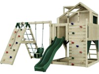 PolarPlay Spielturm Anika Babyschaukel Kletterturm Rutsche Dunkelgrün